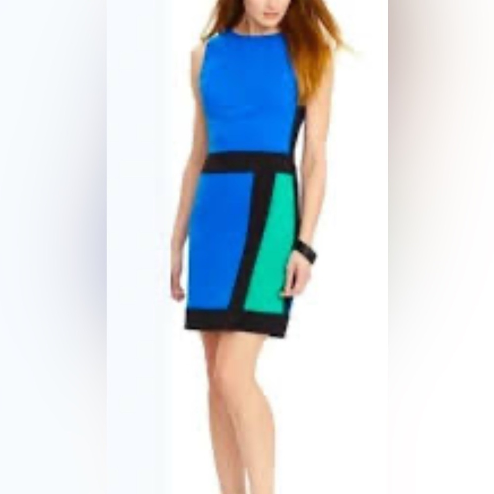 Lauren Ralph Lauren Colour block Blue and Green Mini Sheath Dress size 14